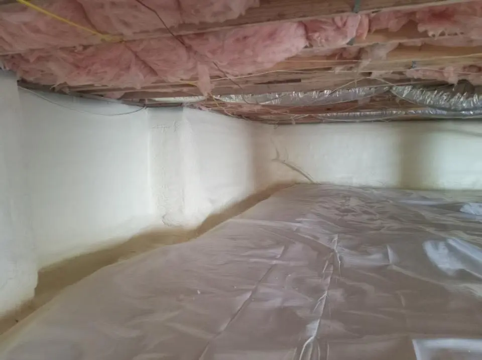 Crawl space encapsulation with closed-cell spray foam for Roof Leak Repair in Layhill